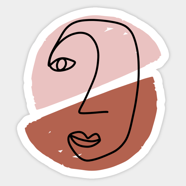 Abstract face line art boho drawing Sticker by From Mars